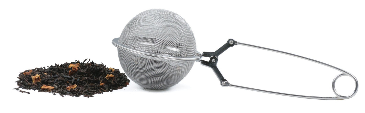 RSVP International Endurance Collection Loose Tea Infuser Spoon, 18/8 Stainless Steel, Dishwasher Safe, 6-1/2", Large Mesh, 2.5" Diameter