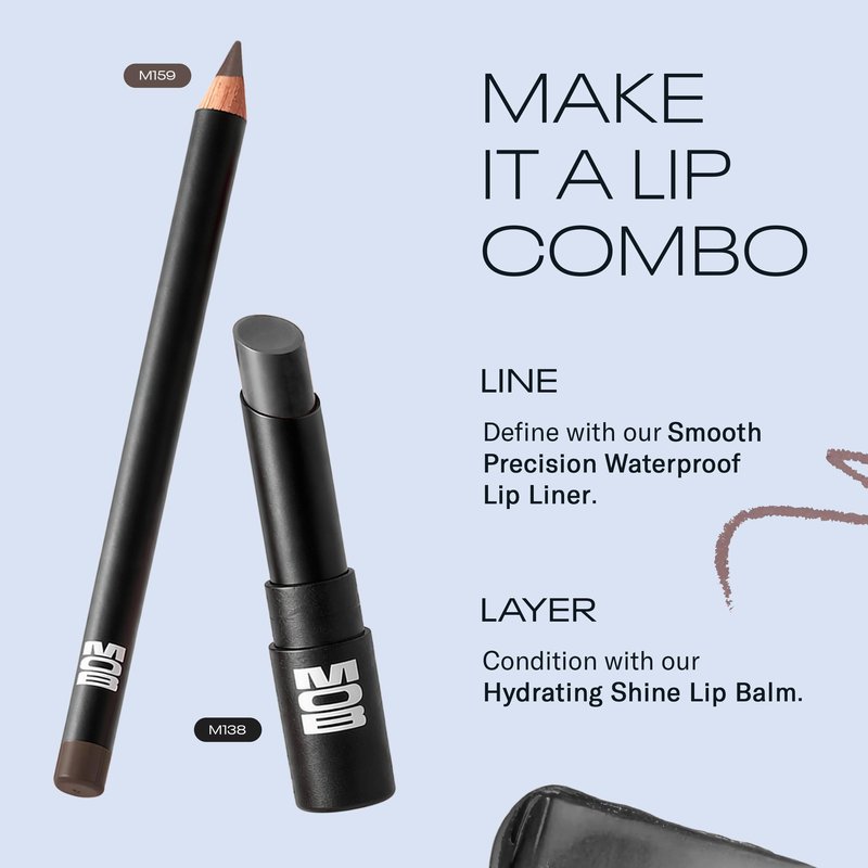 MOB Beauty Smooth Precision Waterproof Lip Liner, M159 Cool-Toned Taupe, 100% Natural Formula Long-Wearing Lip Pencil, Taupe Lip Liner, Plastic-Free, Vegan, Cruelty Free