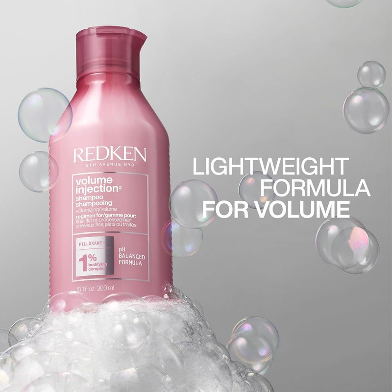 Redken Volume Injection Shampoo for Fine Hair - Boosts Lift & Body, Paraben-Free Formula | 10.1 oz
