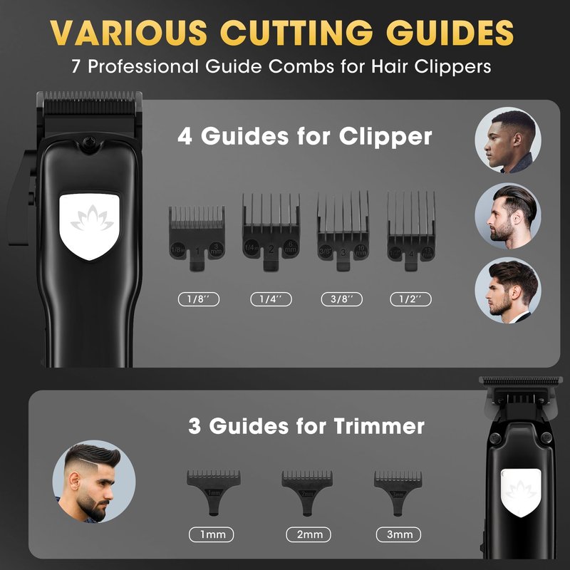 Dumite Professional Hair Clippers for Man,Electric Shavers Razor T-Blade Hair Trimmer, Men’s Grooming Kit Cordless Barber Trimmer Bald Shavers with 4 Guides & 3 Foil Head (Bronze)