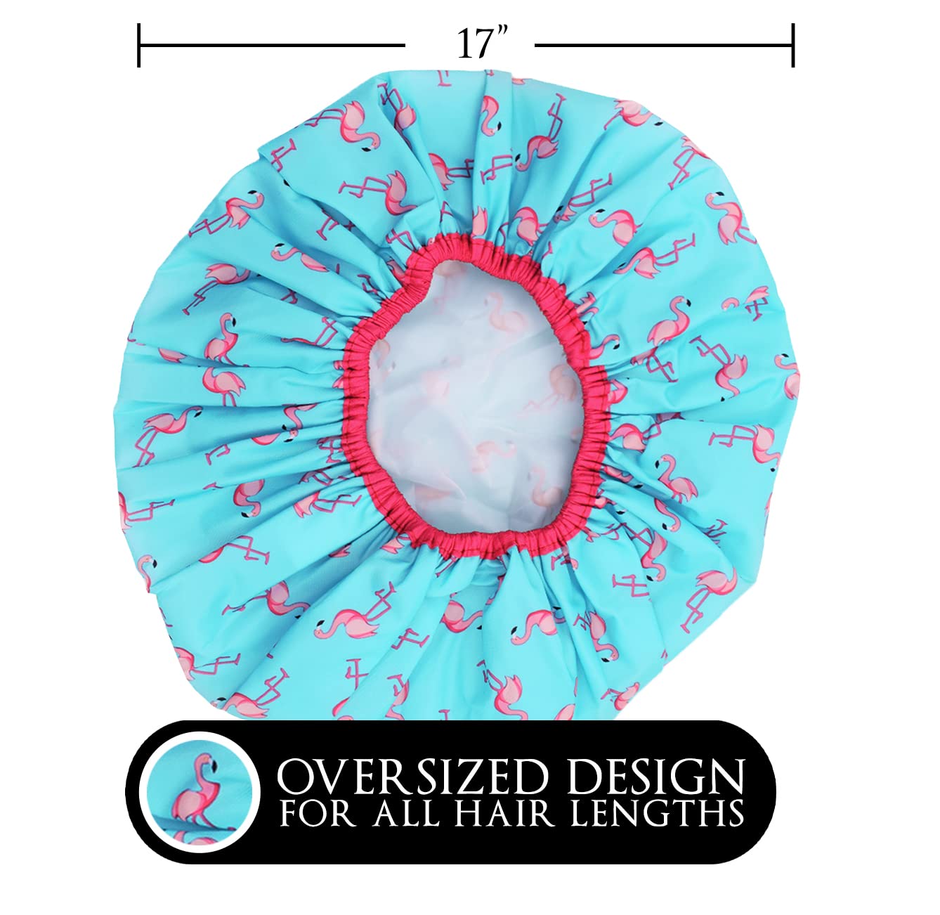 Reusable Shower Cap & Bath Cap & Lined, Oversized Waterproof Shower Caps Large Designed for all Hair Lengths with PEVA Lining & Elastic Band Stretch Hem Hair Hat - Fashionista Deco Dots