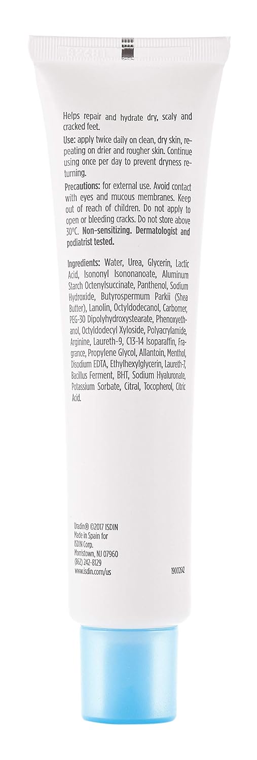 ISDIN Foot Care Cream - Uradin Podos Gel Oil for Dry Cracked Feet | 10% Urea, Fast Absorbing, 2.5 Fl Oz