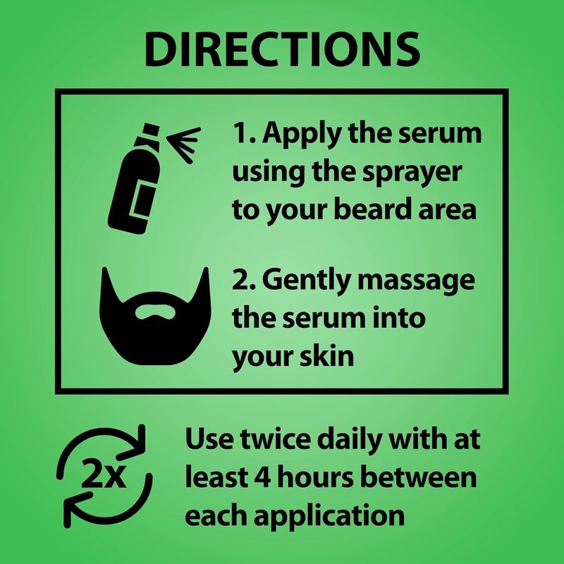 Minoxidil Beard Growth Serum - 5% Formula with 2X Biotin & Rice Water for Thicker, Fuller Facial Hair | Ideal for Patchy Areas