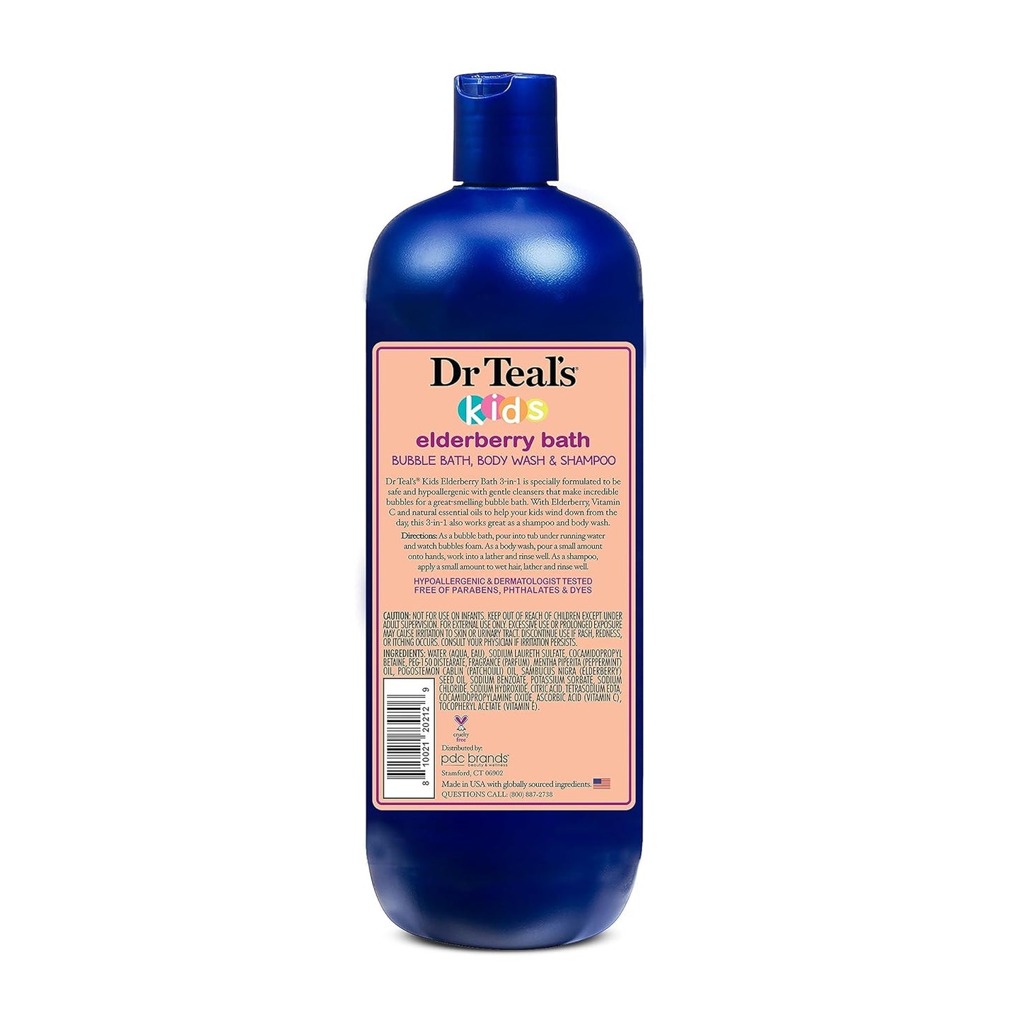Dr Teal's Kids 3-in-1 Bubble Bath | Body Wash & Shampoo with Elderberry & Vitamin C - 20 fl oz (Pack of 3)