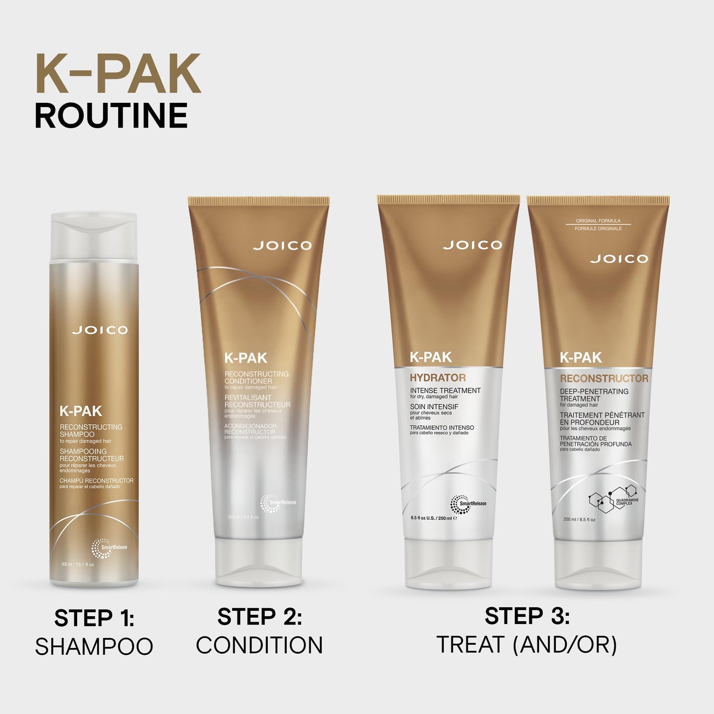 Joico K-PAK Reconstructor Deep-Penetrating Treatment | For Damaged Hair | Repair & Strengthen Strands | Rebuild & Fortify Damaged Hair | Improve Elasticity | With Keratin & Arginine | 8.5 Fl Oz