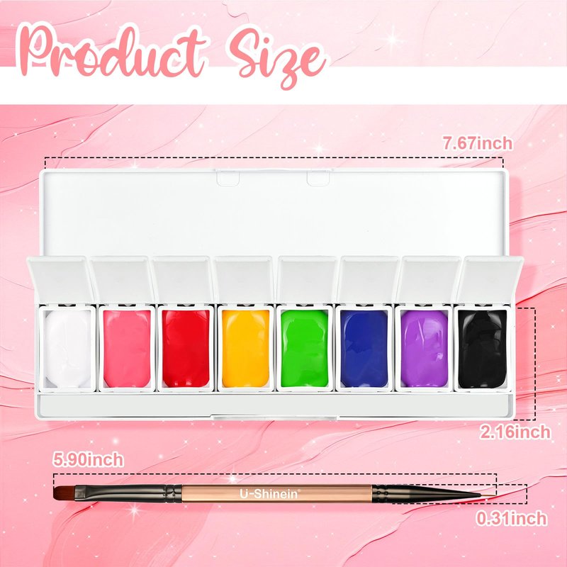 U-Shinein Omber Painting Nail Gel Kit, 8 Multi-functional Bright Colorful Gradient Gel Nail Polish for Pigment Pat Set, Painting White&Black Gel French Manicure No-wipe Soak of UV DIY Nail Art