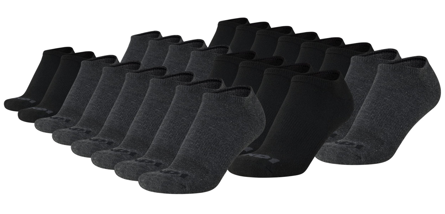 AND1 Men's Athletic Socks - Cushion Comfort No Show Socks (24 Pack), Size 6-12.5, Grey/Black