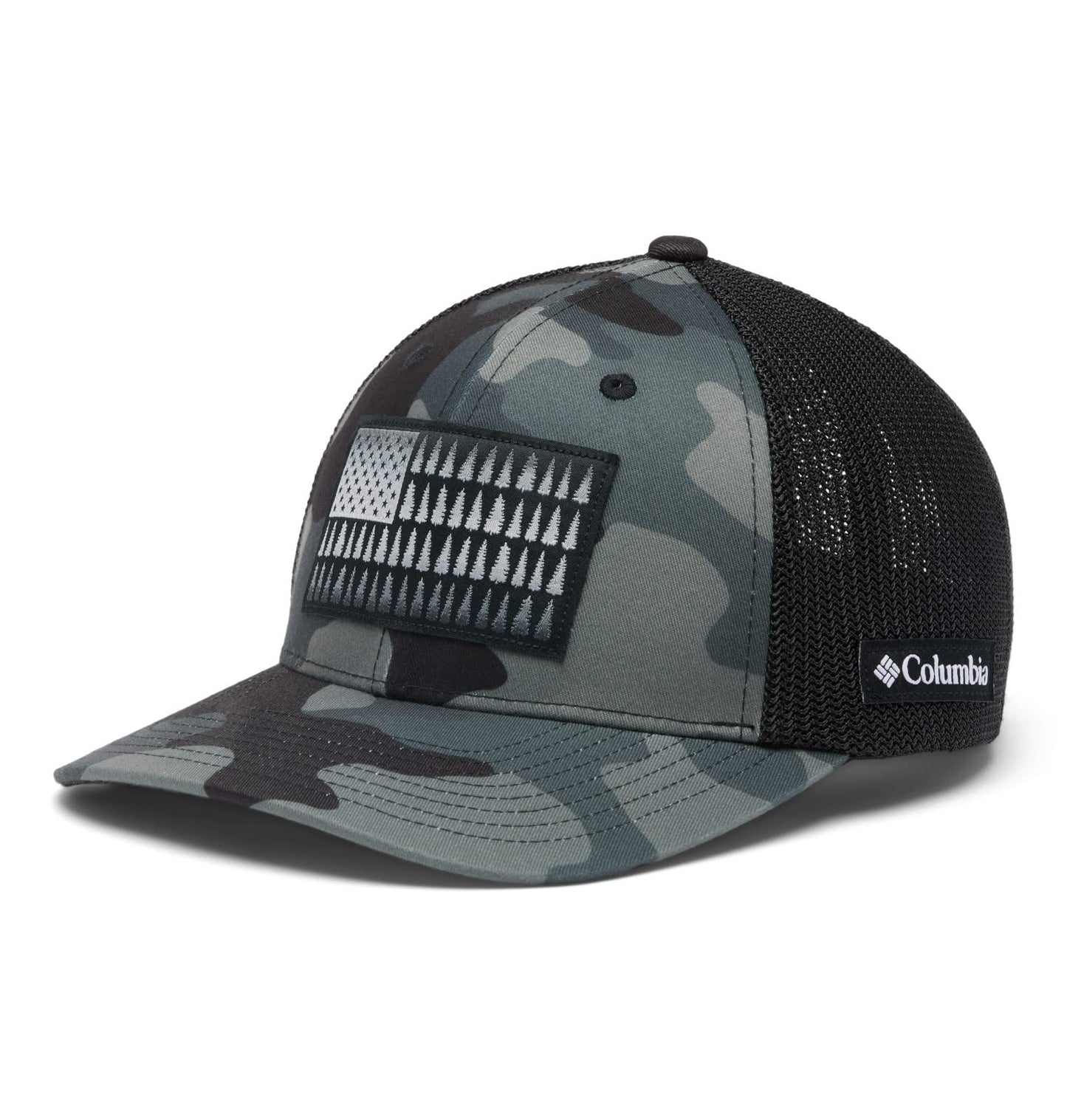 Columbia Unisex Tree Flag Mesh Ball Cap, Black Mod Camo, XX-Large
