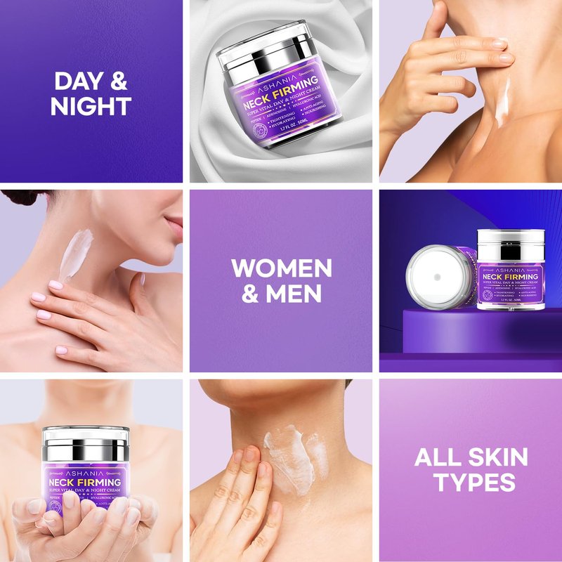 Ashania Korean Neck Firming Cream for Wrinkles & Sagging Skin – Peptide, Adenosine & Hyaluronic Acid Tightening Formula, Made in Korea (1.7 fl oz)