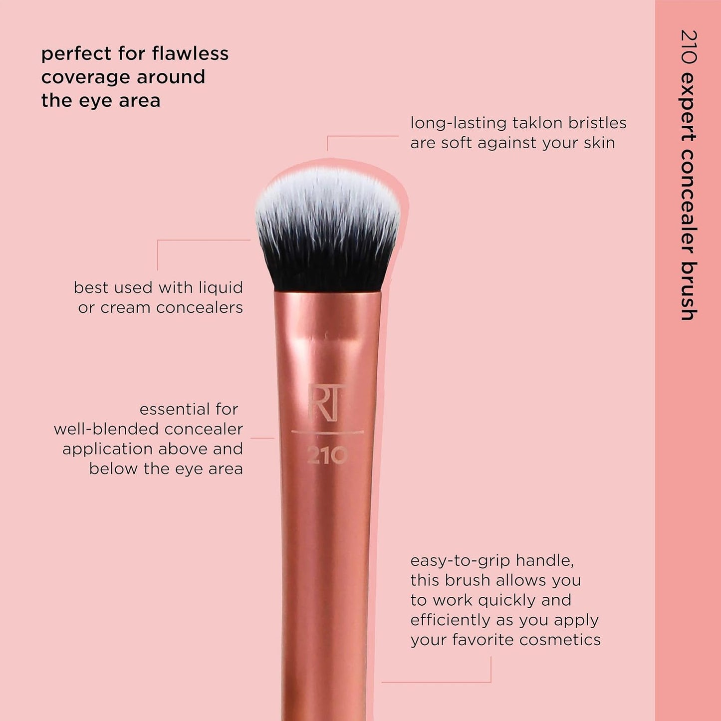 Real Techniques Brightening Concealer Makeup Brush, Viral Kitten Paw Brush Conceals Under Eyes, & Imperfections, Cover Dark Circles, For Brightener & Concealer, RT 242 Brush, Cruelty-Free, 1 Count