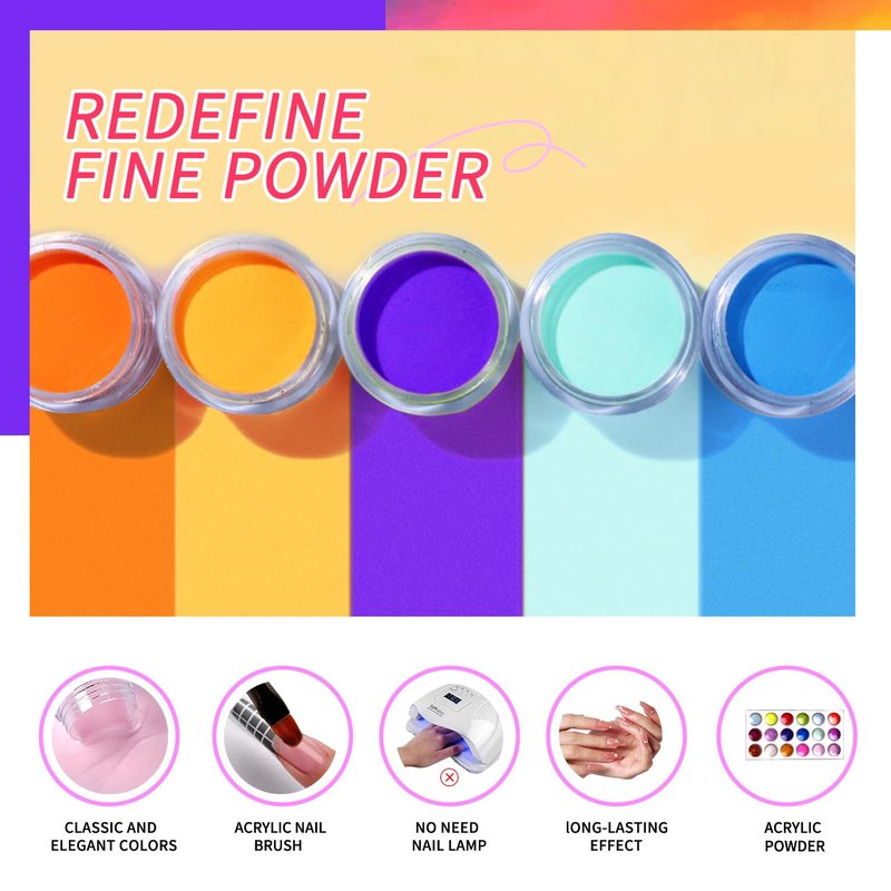 SULLMAR Nail Acrylic Powder Set 18 Colors DIY Nail Art Glitters Acrylic for Nails Sparkling Acrylic Nails Great for Home Manicure Sugar Powder for Nail Art Supplies