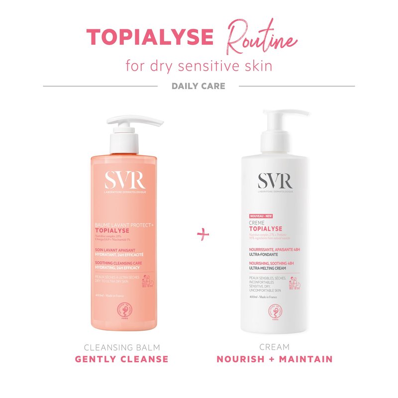 SVR - Topialyse Cream - For Sensitive Skin Relief - Gentle Body & Face Moisturizer for Dry Skin - Restores the Skin Barrier - Provides 48-Hour Hydration - Dermatologically Tested - 13.5 fl.oz