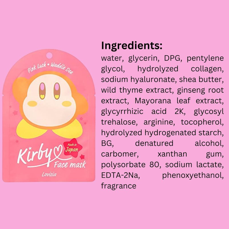 Lovisia Kirby Daily Facial Masks for Women 5EA, Hyaluronic Acid Face Mask Sheets for Face Mask Skin Care with Shea Butter, Collagen & Ginseng Root Extract for Vitamin C Mask for Hydrating Face Masks