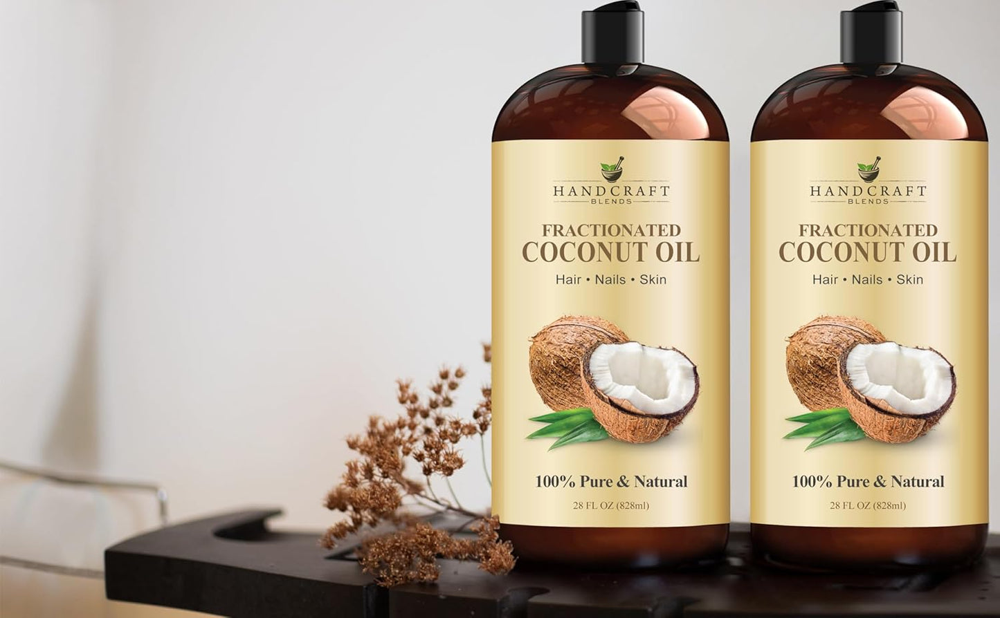 Handcraft Blends Fractionated Coconut Oil - 8 Fl Oz - 100% Pure and Natural - Premium Grade Carrier Oil for Skin and Hair - Hair and Body - Massage