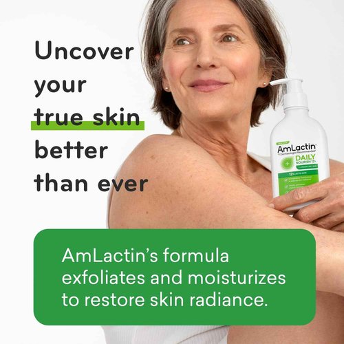 AmLactin Daily Moisturizing Lotion for Dry Skin – 7.9 oz Pump Bottle – 2-in-1 Exfoliator - Body Lotion with 12% Lactic Acid (Packaging May Vary) and vH essentials, Ph Balanced Daily Feminine Wash, Tea Tree Oil & Prebiotic, 6, Fl Oz, (Pack Of 1) 54306 Clea
