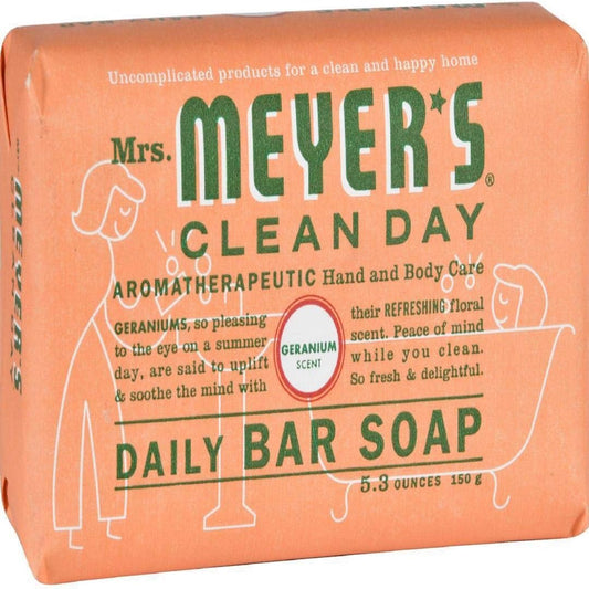 MRS. MEYER'S CLEAN DAY Bar Soap, Use as Body Wash or Hand Soap, Made with Essential Oils, Rain Water, 5.3 oz, 1 Bar