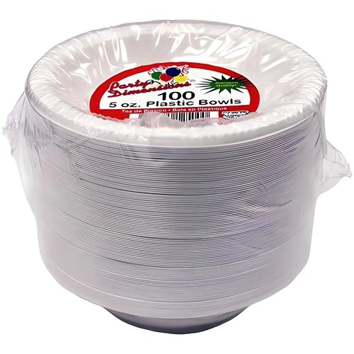 Party Dimensions Dessert Bowl-5oz | White | Pack of 100 Plastic Bowl, 5 oz, 5 oz. Bowl (12500)