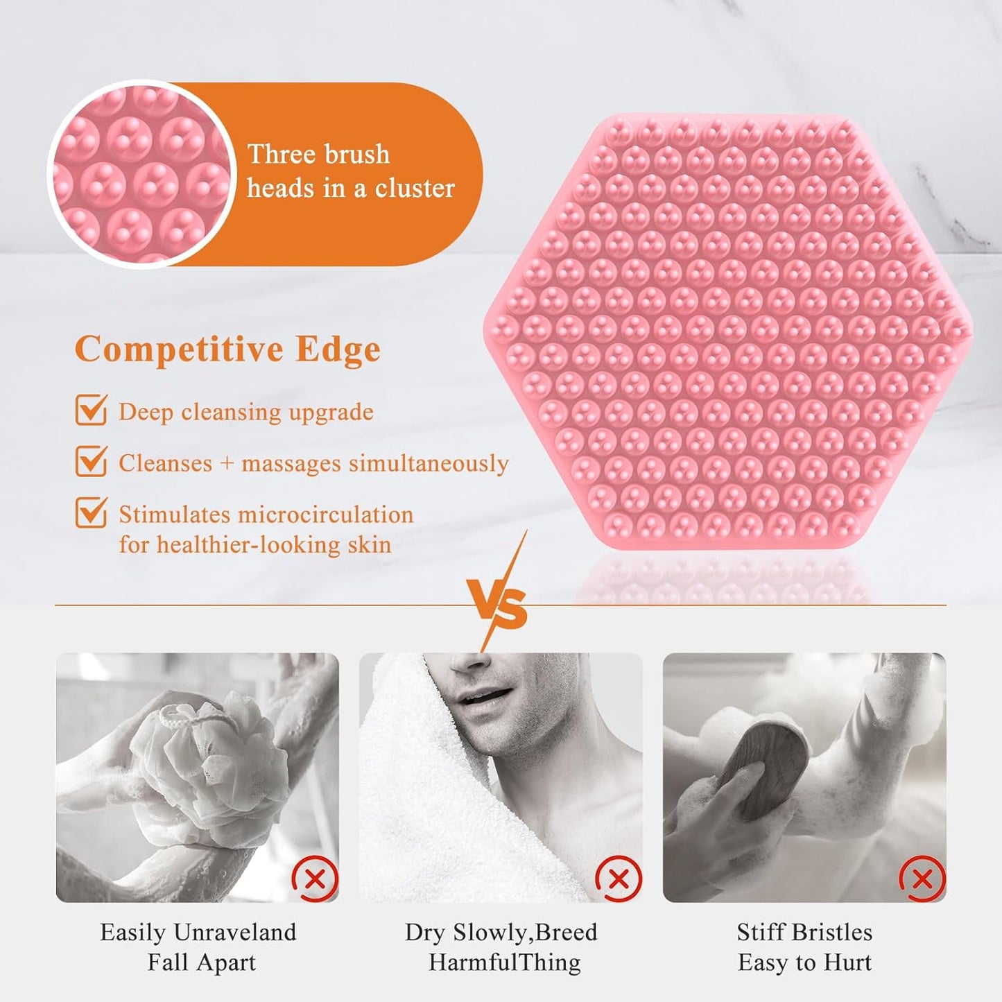 VWMYQ Silicone Face Scrubber for Men, Gentle Exfoliator Pad & Massager, Facial Cleansing Brush Silicone Face Wash Brush Removes Dead & Dry Skin (Black)