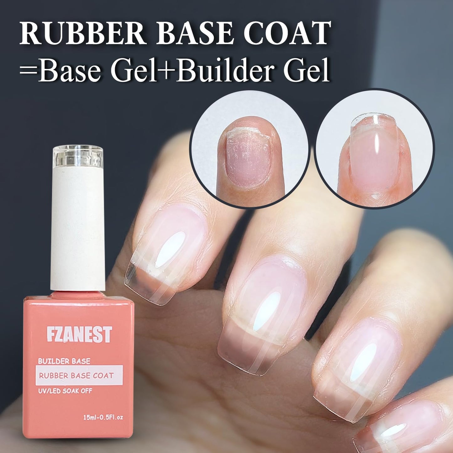 FZANEST Builder Gel Milky White Gel Polish Rubber Base For Nail Strengthener Extension LED Lamp Cured Color Base Nail Polish in Bottle