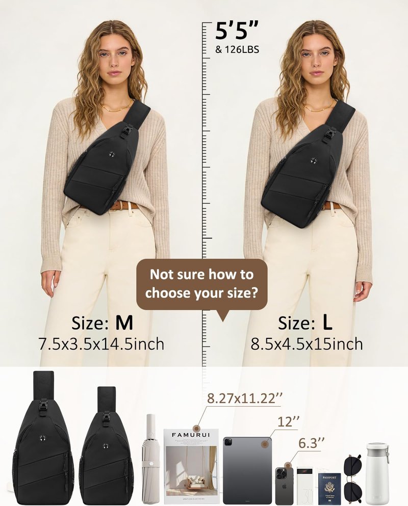 Crossbody Bags for Women & Men - Trendy Sling Backpack with Convertible Shoulder Strap | Casual Chest Bag