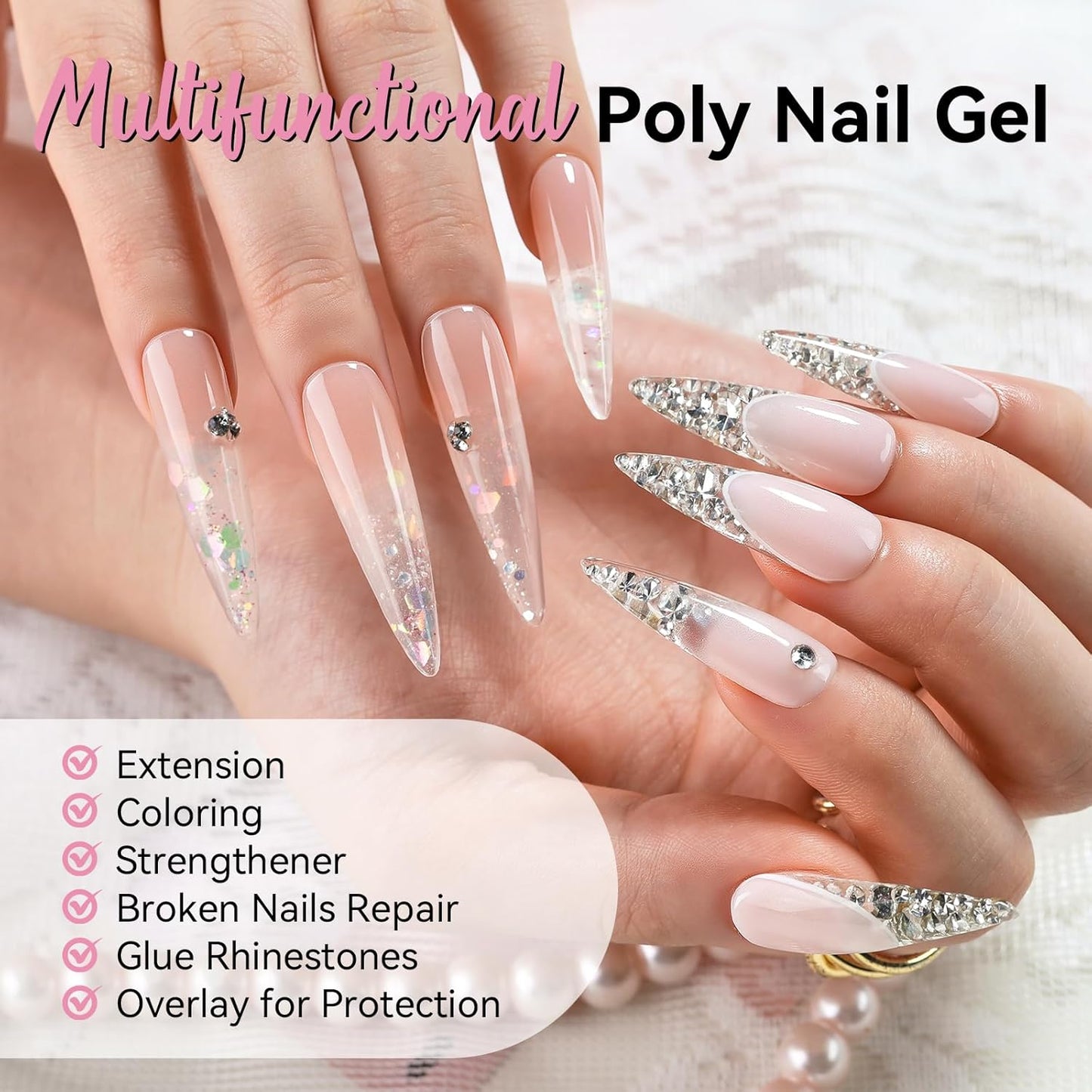 Makartt Poly Nail Gel: Clear 50ML Gel Builder for Natural-Looking Strengthener 3D Molding Gel for Trendy Nail Art-Long-Lasting and Easy to Use Supplies