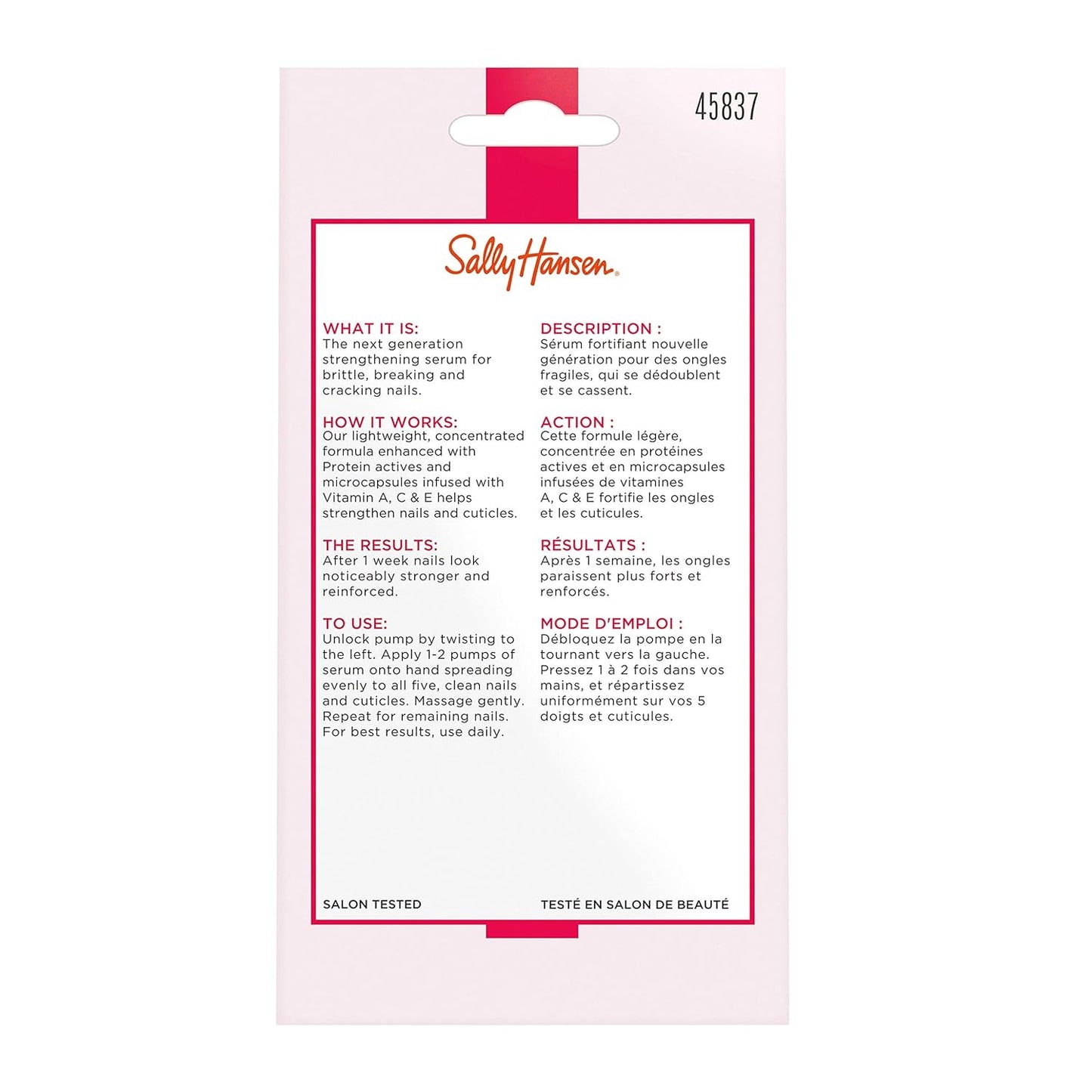 Sally Hansen Diamond Strength Nail Hardener 45095 Clear, 0.45 Fl Oz, Pack of 1