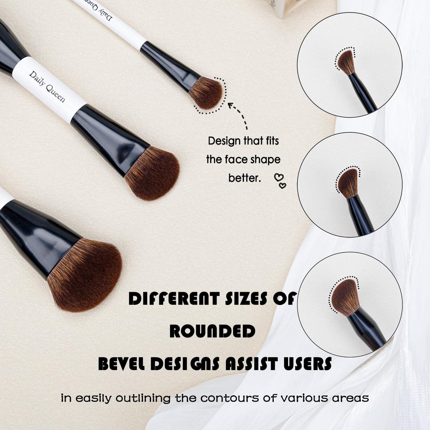 Daily Queen Portable Makeup Brush Set 8pcs Dual Kabuki Powder Concealers Eye shadows Blush Eyeliner Eyebrow Contour Eye blending Brushes (8 IN 16 brush set with waterproof bag)