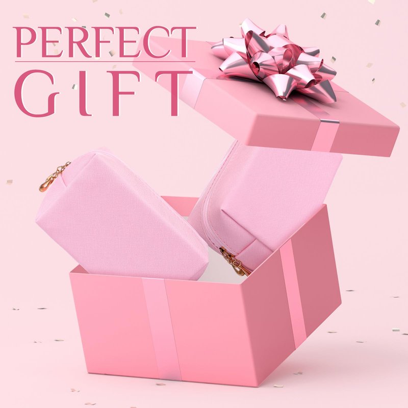 Kigeli 10 Pcs Aesthetic Makeup Bag with 26 Chenille Letters PU Leather Initial A-z Preppy Patch Bag Bachelorette Party Favors Cosmetic Pouches for Women with Zipper Bridal Shower Favors(Pink)