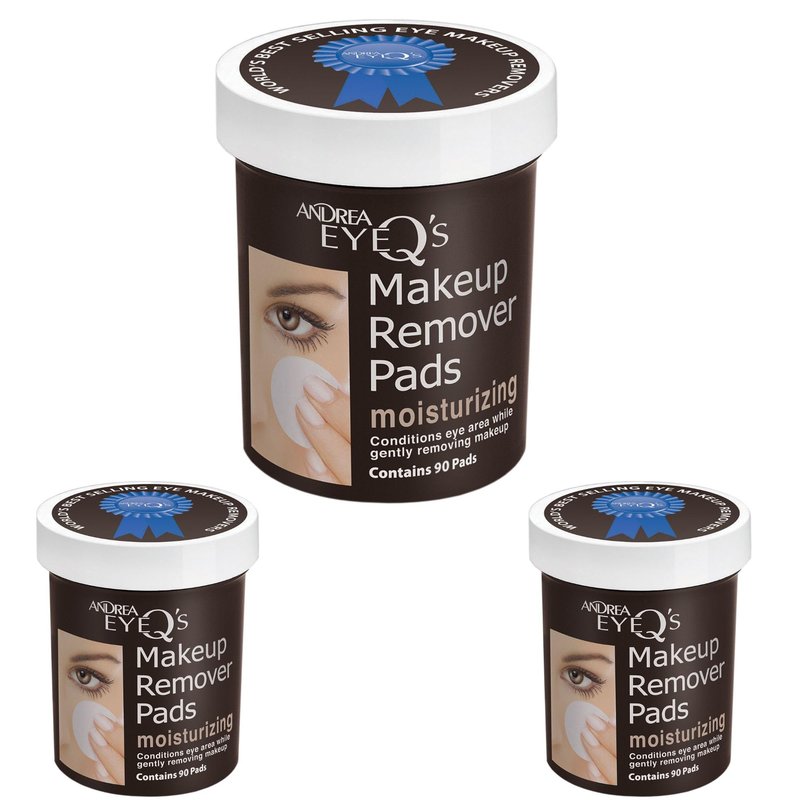 Andrea Eye Q's Moisturizing Eye Makeup Remover Pads, 90-Count (Pack of 3)