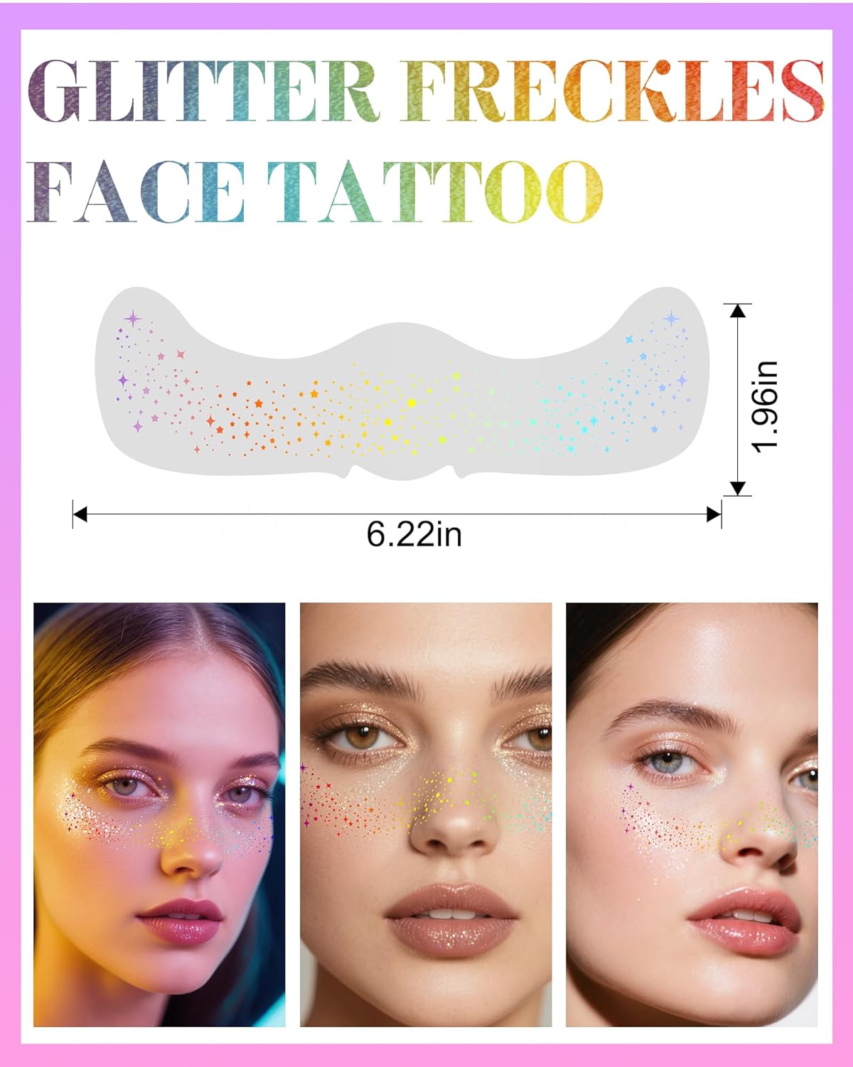 Face Glitter, Gold Temporary Face Tattoos Stickers, Body Face Glitter for Women Girls, Country Concerts Singer Festival Rave Accessories (Gold - 10 pcs)
