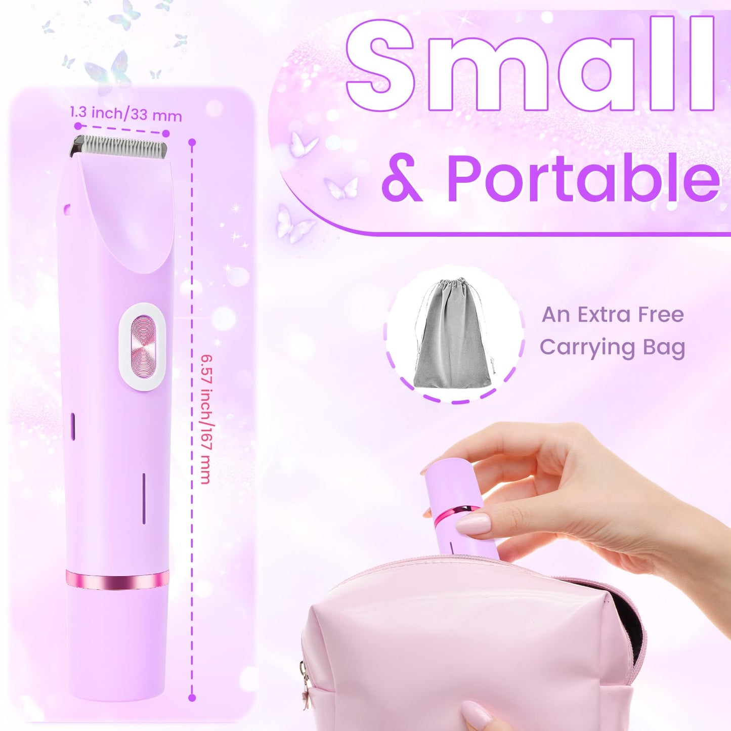 2 in 1 Electric Razors for Women, Dual Head Bikini Trimmer with Carrying Case, Ipx7 Waterproof Trimmer Shaver, Ladies Hair Removal for Face Armpit Pubic Hair Leg, Easy Cleaning and Ceramic Blade