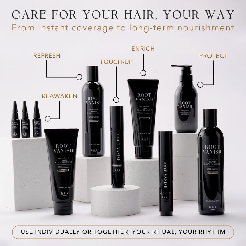 Kiwabi Color-Depositing Treatment for Gray Coverage–Subtle & Buildable Hair Gloss Color Benefit–Gradual, Semi Permanent Hair Color–Sulfate-Free, Ammonia-Free–31 Botanical Extracts,Light Brown