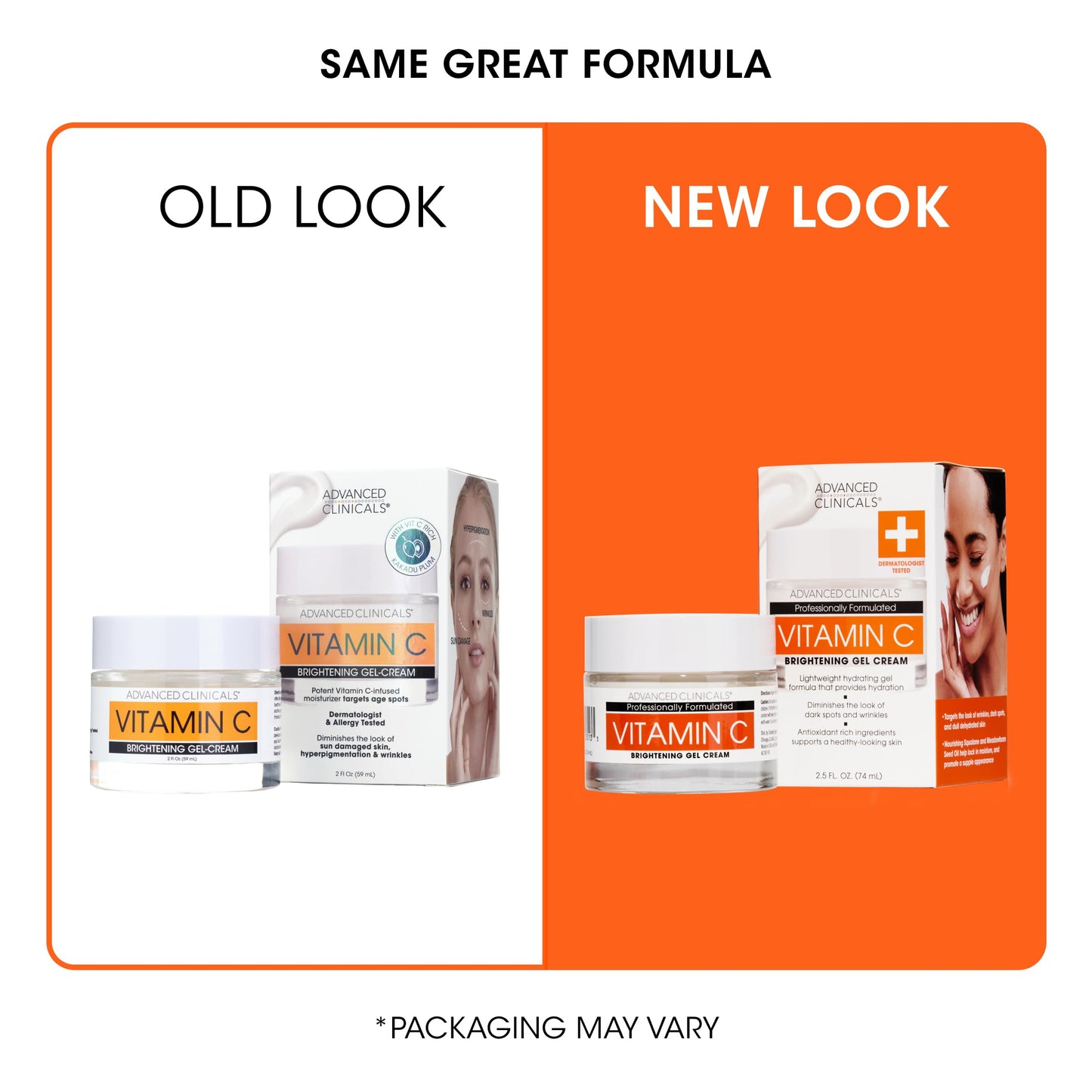 Advanced Clinicals Brightening Vitamin C Face Cream Gel With Niacinamide + Hyaluronic Acid | Vitamin C Moisturizer Lotion For Face Visibly Diminishes Look Of Dark Spots & Uneven Skin Tone, 2.5 Fl Oz