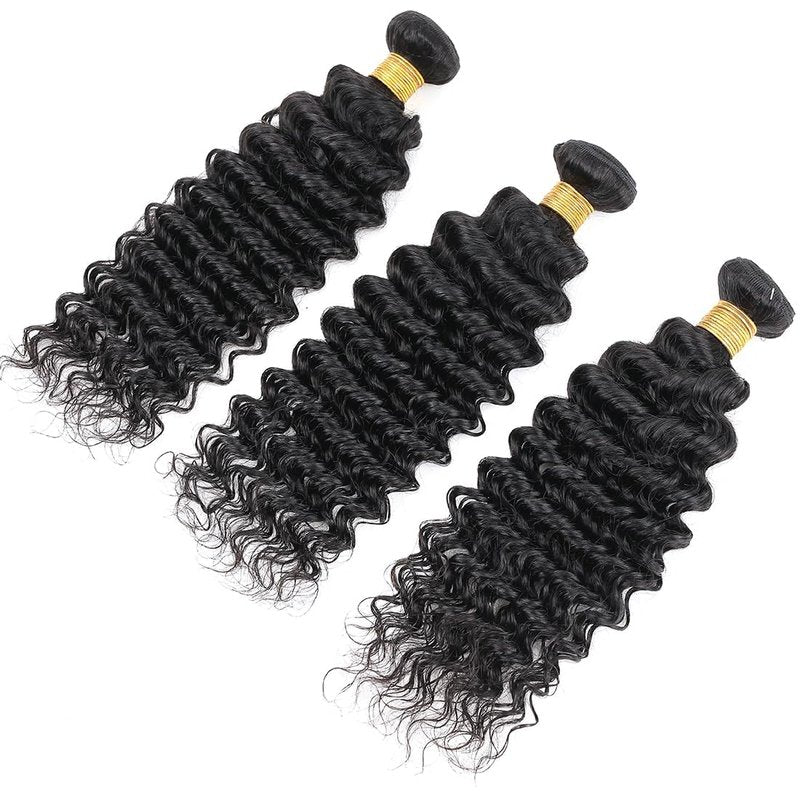 Brazilian Curly Human Hair Bundles - 12A Unprocessed Virgin Deep Wave | 8-10-12 Inch Sew-In for Black Women