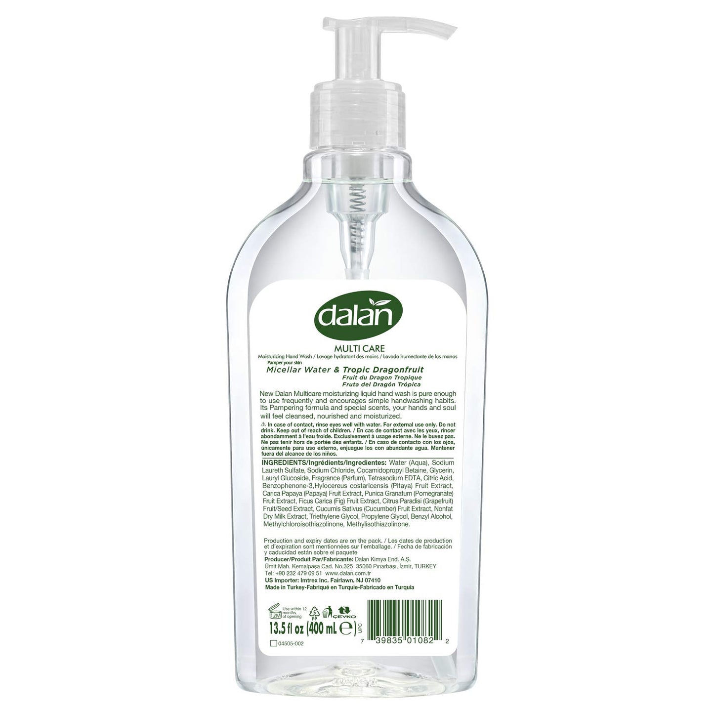 Dalan Tropic Dragonfruit Multicare Ultra Moisturizing Liquid Hand Soap for Normal and Dry Hands Fresh Clean and Soft Feeling (13.5 Fl Oz / 400 mL (Pack of 3))