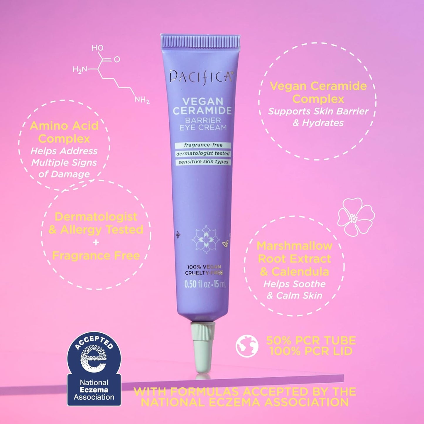 Pacifica Glow Baby Brightening Eye Cream – Vitamin C Under Eye Cream for Dark Circles & Puffiness, Caffeine-Infused Eye Brightener for Tired Eyes Fragrance-Free 0.5 oz Clean Vegan Dermatologist Tested