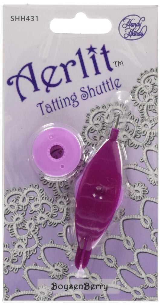 Handy Hands Aerlit Tatting Shuttle with 2 bobbins SHH431, Boysenberry