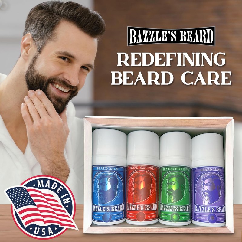 Bazzle's Beard Balm – Gentle Hold & Soft Texture Beard Growth Kit for Men Infused with Shea, Jojoba & Biotin for Healthy Hair Growth & Hydration, Ideal Mustache Care Product for Nourishing Facial Hair