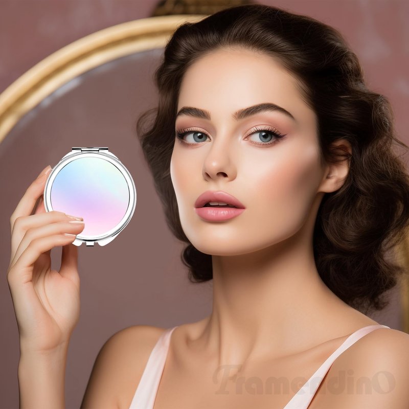 Framendino, 12 Pack Round Sublimation Cosmetic Mirrors Blanks Portable Folding Mirror for Women