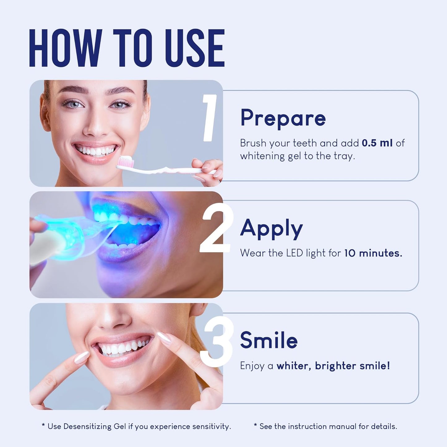 Teeth Whitening Kit - LED Light for Sensitive Teeth | 35% Carbamide Peroxide & Remineralizing Gel - Cool Mint Flavor