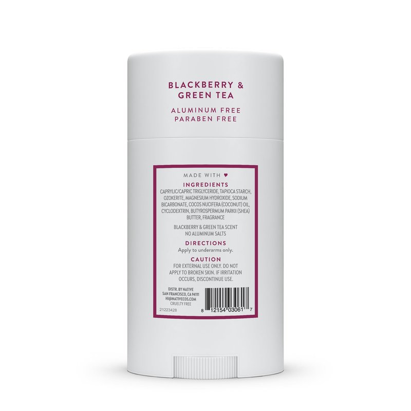 Native Deodorant Contains Naturally Derived Ingredients, 72 Hour Odor Control, Deodorant for Women and Men, Aluminum Free, Blackberry & Green Tea 2.65oz