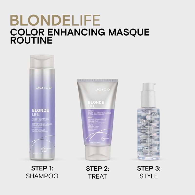 Joico Blonde Life Violet Conditioner | For Cool & Bright Blonde Hair | Neutralize Brassy Tones | Banish Yellow Tones | Boost Shine | Sulfate Free | With Monoi & Tamanu Oil | 8.5 Fl Oz