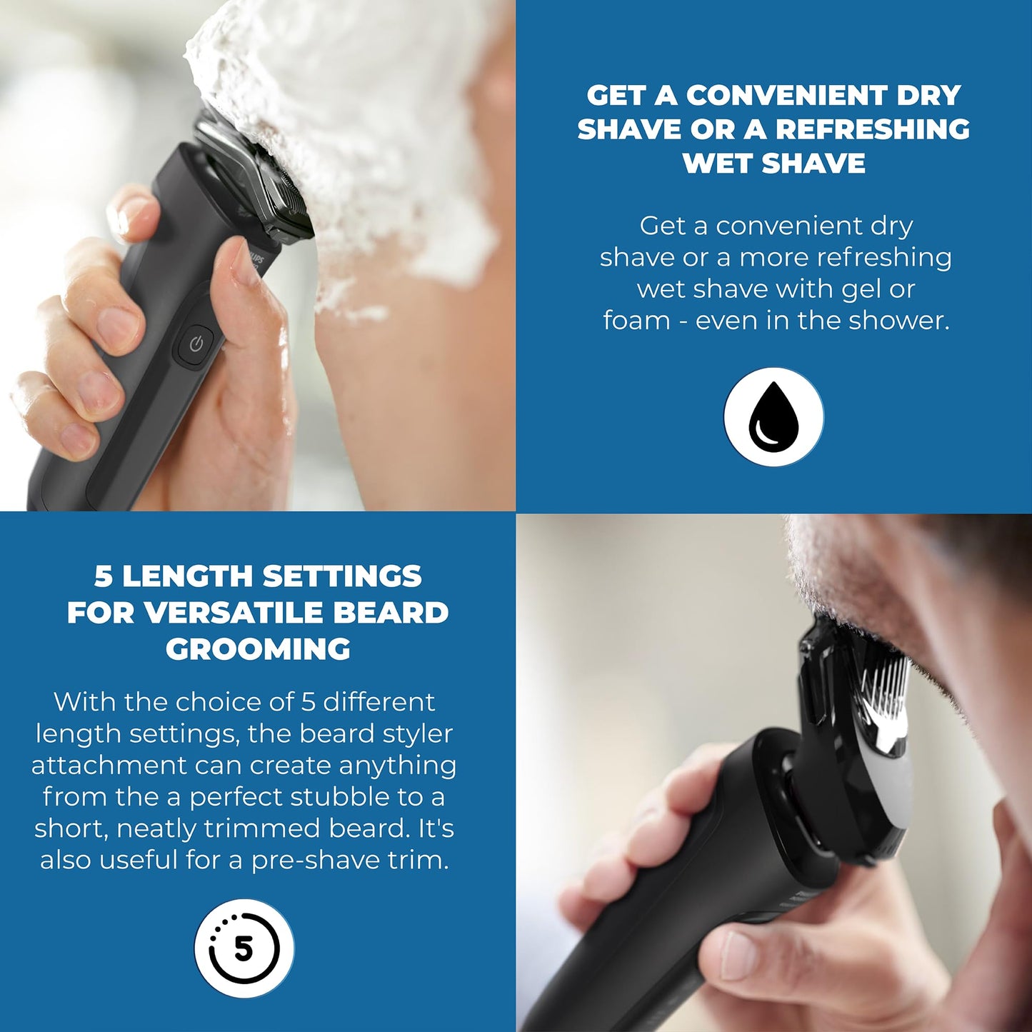 Philips Electric Shavers for Men, Rechargeable Wet/Dry Electric Shaver with SenseIQ Technology, Cordless Electric Razors for Men with Pop-up Trimmer, Travel Case