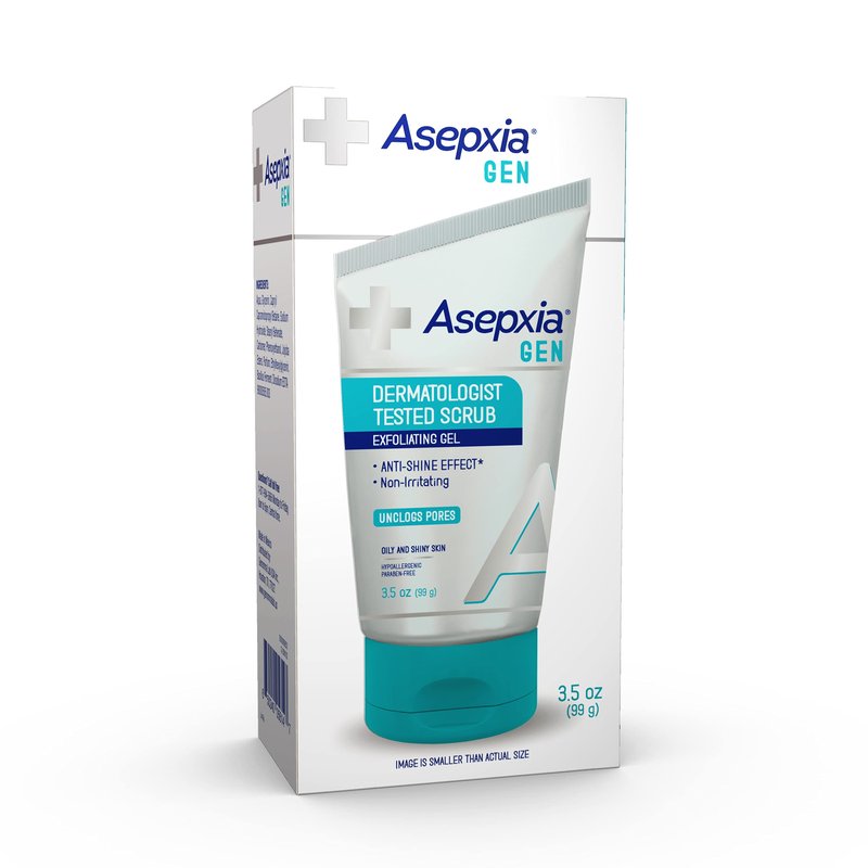 Asepxia GEN Facial Exfoliating Scrub Gel for Oily Skin with Anti-Brightness Effect, 3.5 Ounce