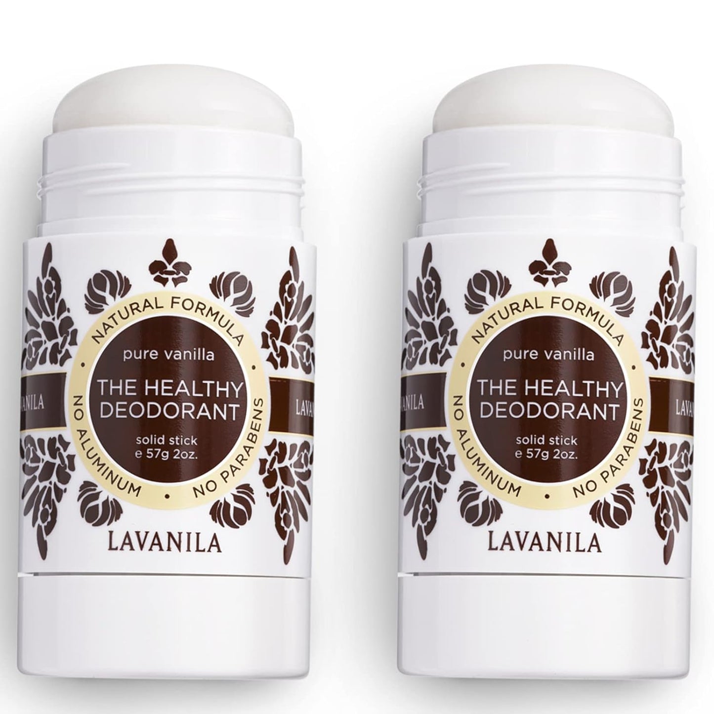 LAVANILA Pure Vanilla Natural Deodorant - Aluminum-Free Deodorant Stick with Tea Tree Oil | 2 Oz (2-Pack)