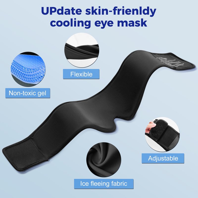 2 Pack Cooling Gel Eye Mask - Puffy Eyes, Dark Circles, Migraine Relief, FSA Eligible, FACEMOON Reusable Sleep Mask for Ice Cold Compress, Long Lasting Comfort for Eye Care, Self Care(Black,Blue)