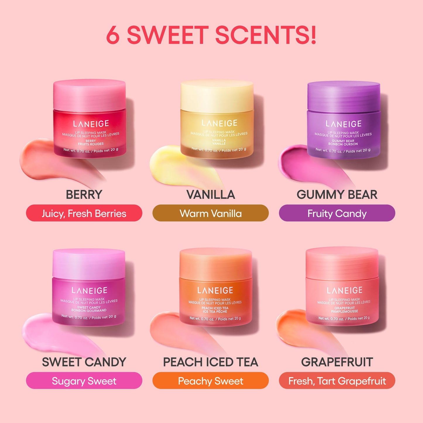 LANEIGE Lip Sleeping Mask: Hydrating & Nourishing Korean Overnight Lip Treatment Mask with Shea Butter, Vitamin C & Murumuru, Antioxidants For Flaky, Dry Lips | Korean Skin Care, Gummy Bear