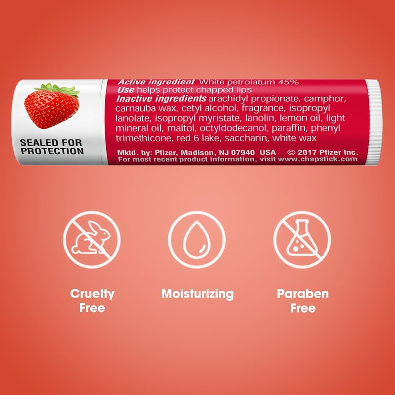 Classic Strawberry Lip Balm - 24-Count Tinted Moisturizer | Juicy & Sweet, 0.15 Oz Each