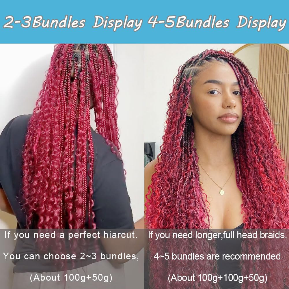 Deep Curly Wave Bulk Human Hair - 99J Burgundy 50g Unprocessed Brazilian Virgin for Boho Braids | Wet & Wavy