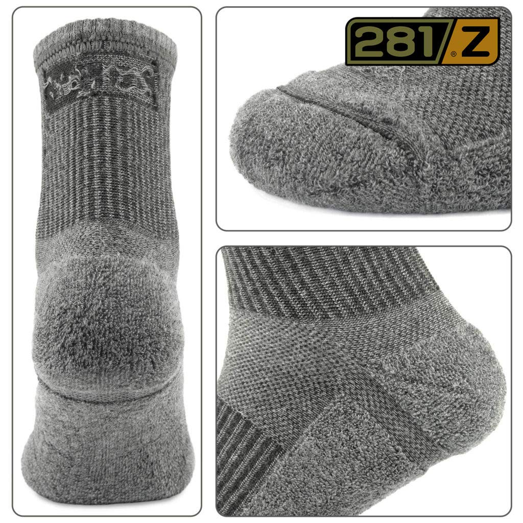 281Z Military Cotton Micro Crew Boot Socks - Cushioned Sole - Moisture Wicking - Odor Resistant - Hiking Trekking Outdoor (Dark Grey Medium 4 Pairs Pack)